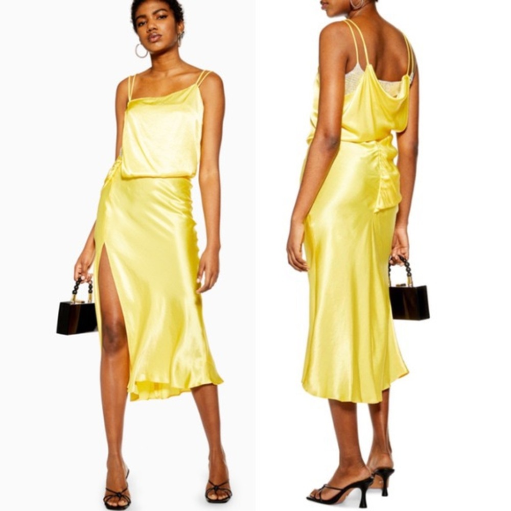 Topshop sequin and satin slip dress midi 8